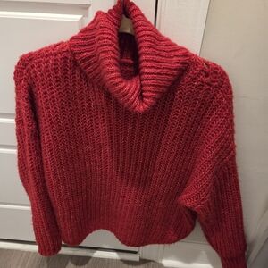 Elegant Red Cowl Neck Sweater